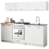 AKORD | Set di Mobili da Cucina Olivia 2m G1 | Cucina Completa Piccola | Componibile | su Misura 46 x 180 x 174 cm | Per un design moderno e Tradizionale | Bianco