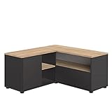 Symbiosis Angle, Tavolino porta tv angolare, Nero e Rovere Naturale 90x90x45 cm