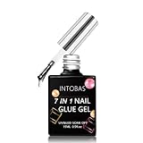 INTOBAS 7 In 1 Colla Per Unghie Finte Extra Forte, 15ml Sette in Uno Nail Glue, Gel Rubber Base per Unghie Finte, Colla Gel Unghie per Tip UV Lunga Durata