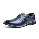 Scarpe Derby Uomo Scarpe Stringate Formale Lavoro Eleganti Oxford Cerimonia Francesine Casual Comode Classiche Basse Sposa 1016 Blu Tamaño 43