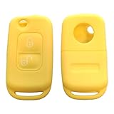 Cover Guscio Chiave in Silicone Gomma Compatibile Con Mercedes Benz W168 W202 W203 W208 W210 Classe A B C E CL 2 Tasti Portachiavi Custodia Morbido Protezione Telecomando Auto (Giallo)