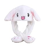 Simpatico Cappello di Coniglio, Cappello con Orecchie Che Si Muovono, Simpatico Animale di Peluche, per Giochi di Ruolo, Regali di Compleanno (Bianco)