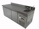 Generico Banco frigo cm.180xp70xh86 €.1.920+iva, Tavolo Refrigerato in acciaio inox, Bancone refrigerato, Banco con Lavello, Tavolo Frigo professionale, Banco con 3 porte frigo e motore incorporato