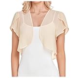 Cardigan Donna Coprispalle Bolero Maniche 3/4 Maniche Cardigan Chiffon Bolero Elegante Corto Estivo Bolerino Leggero Trasparente Shrug Aperto Casual per Matrimonio Cerimonia Festiva