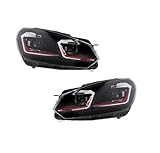 Gruppo Faro Anteriore Per VW Per Golf 6 Per MK6 Per Golf 7.5 2010 2011 2012 Aggiornamento LED Auto Faro Proiettore Doppia Lente Hot Auto Fari Anteriori Assemblaggio Fari Driver Faro(C)