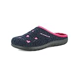 inblu Pantofole Donna con Cuoricini Ricamati, Suola Leggera e Resistente, Plantare Imbottito in Tessuto, Blu, 38 EU