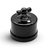 DOJA Barcelona | Interruttore Vintage | 1 Pezzo | Interruttori Ceramica Vintage | Nero | Carico Massimo 10A | Interruttore Luce Vintage | Interruttori Elettrici Vintage a Parete, Interruttore Retro