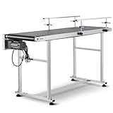 VEVOR Nastro trasportatore motorizzato 1498,6x398,8 mm, Trasportatore in acciaio inox, Nastro trasportatore antistatico in PVC velocità regolabile, Doppia ringhiera, Trasportatore a nastro