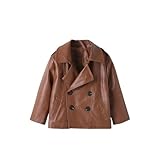 WOXIHUAN Giubbotto Ecopelle Ragazzo Giacca Da Motociclista Alla Moda In Ecopelle Moto Giacca Antivento Biker Style Giacca Autunno PU Pelle Giacca Retro Giacca Marrone 5-6 anni