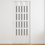 HD CASA Porta a Soffietto Modello Extra Standard, in PVC con Vetri Trasparenti, Reversibile e Regolabile in Altezza e Lunghezza, Fai da Te, Made in Italy, arredo casa, Bianco 82x210 cm