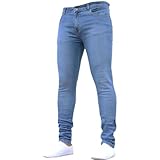 Generisch Jeans elasticizzati da uomo, vestibilità normale, jeans da uomo, slim fit, pantaloni in denim, pantaloni per il tempo libero, pantaloni classici da lavoro, pantaloni casual, Blu, 4XL
