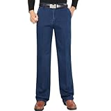 Jeans da uomo a vita alta taglio dritto, jeans da uomo elasticizzati a gamba dritta, vestibilità regolare, jeans classici in denim di base
