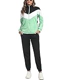 Marvmys Tuta Donna Completa Sportivo Inverno Set Due Pezzi Colore Contrasto Invernale Sportivi Abbigliamento Jogging Yoga Training Fitness