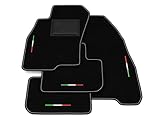 Tappetini compatibili con Fiat Grande Punto 199 Abarth, ricamo bandiera Italia, kit tappetini auto personalizzati, set tappeti in moquette, bordo nero.
