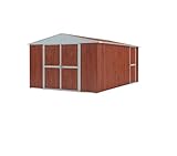 Box in Acciaio Zincato Casetta da Giardino in Lamiera 3.60 x 4.30 m x h2.10 m - 185 KG - 15 metri quadri (Finitura Legno)