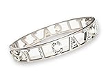 SiLo Bijoux BRACCIALE RIGIDO DONNA STICAZZI ACCIAIO INOX 316L A MANETTA ANALLERGICO INOSSIDABILE CON STRASS ZIRCONI COLORE ARGENTO LUCIDO- CONFEZIONE REGALO INCLUSA (SILVER)