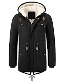 UMIPUBO Giacca Uomo Invernale Giubbotto con Cappuccio Parka Jacket in Pile Caldo Cappotto con Zip Termica Giacche Antivento Giubbino Media Lunga con Tasch (Nero, XXL)