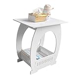 Comodino piccolo - Comodino bianco con spazio aperto | Tavolino classico per soggiorno/camera da letto/comodino/ufficio, 40 x 36 x 24 cm/15,7 x 14,1 x 9,4 pollici