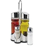LS Kitchen - set oliera e acetiera, in vetro e acciaio inox, 4 pezzi