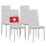 Albatros International GmbH Albatros 3095 Diamond-4 sedie per sala da pranzo, certificazione SGS, colore: Bianco, Finta Pelle, 4 Stühle