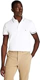 Tommy Hilfiger Uomo Maglietta Polo Maniche Corte Flag Cuff Slim Fit, Bianco (White), L