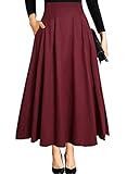 Ranphee Gonna Lunga Donna Elegante Vita Alta Spacco Laterale con Tasca Maxi Borgogna XL