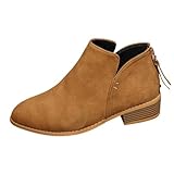 Stivaletti da donna in pelle con tacco, eleganti Chelsea Boots in pelle scamosciata, a punta, da cowboy, stivaletti western alla caviglia, 1 oro., 38 EU