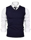 Sykooria Gilet Maglioni Uomo Senza Maniche Maglione Pullover Scollo a V Cotone Gilet Casual Maglioncino Smanicato Inverno Maglia Sweater, Blu Scuro M
