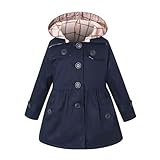 Acuryx Giacca Trench Elegante da Bambina Ragazza Cappotto a Vento Manica Lunga con Cappuccio Staccabile Navy 10-11 Anni