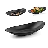 YANGWEN Vassoio Portachiavi Nero Ovale - Piatto Decorativo per Ingresso con Portagioie |Per Monete, Cosmetici e Accessori - Ideale per Corridoio, Bagno e Tavolo