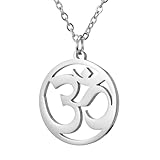 TEAMER OM Collana In Acciaio Inox Meditazione Yoga Ciondolo Armonia Spirituale Aum Om Ohm Simbolo Sanscrito Collana Gioielli Per Le Donne Ragazze (OM - Argento)