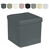 GX GARGIX Puff Pouf Contenitore Quadrato velluto Baule 38X38cm Trapuntato (dSSEL-GRIGIO)