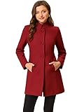 Allegra K Cappotto di pisello regolare da donna, Rosso/escursione, tinta unita (Getaway Solids), L