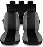 Susy Shop Coprisedili Auto Compatibili Per Grande Punto 5 Porte, Set Completo Di Fodere Anteriori e Posteriori Con Schienale Posteriore Diviso 1/3, Lavorazione MADE IN ITALY (Nero/Grigio Chiaro)