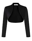 KOJOOIN Donna Cardigan a Maniche 3/4 Elegante Bolero Aperto Coprispalle Shrug Corto Festivo Giacca a Spalla A-Nero M