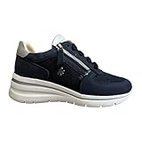 Keys Sneaker Casual in Pelle e Mesh Fondo Zeppa Blu Silver K-10600 (Blu, Sistema Taglie Calzature EU, Adulto, Numero, Media, 39)