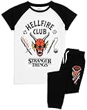 Stranger Things Bambini Pigiama | Unisex Hellfire Club Outfit Eddie Eleven Mike Dustin Max Membri T-Shirt Loungepants Co-ORD Pjs Set | Merchandising delle Serie Netflix