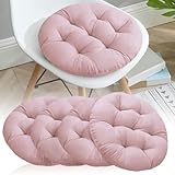 Hengrongshen 4 Pezzi Cuscini Rotondi per Sedia Grigio-Rosa, Cuscini per Sedie 40 x 40 Cm, Cuscino Sedia Esterno, Interni ed Esterni per Sedia da Ufficio, Sedia da Balcone, Sedie da Ufficio