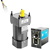 Motoriduttore 220 V, 90 W, IP54, motore elettrico con regolatore di velocità, 1: 5 (5 K), 0 – 90 giri/min, motore elettrico regolabile con indicatore luminoso per diverse industrie come imballaggio