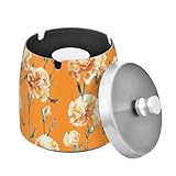 Posacenere vintage con garofano arancione in acciaio inox con coperchio per casa, interni, auto, ufficio, unico posacenere senza fumo per sigarette uomo donna