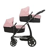 Joie Junior Evalite Twin Passeggino | Passeggino doppio in rosa e nero | Doppio passeggino per bambole con manico regolabile in altezza e diverse opzioni di seduta, adatto a partire dai 3 anni in su