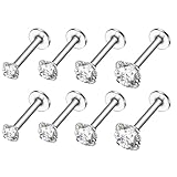 Visxcnu 4 paia Orecchini 18k Oro Bianco Placcata Orecchini 925 Argento Sterlina Zirconi Simulato Diamante Brillanti per Donna Uomo 2mm-5mm I Orecchini Zirconi Cubica Dimensioni