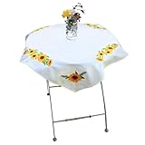 Trimits Kit per punto croce stampato, tovaglia – include tessuto stampato, fili, ago e istruzioni, 80 x 80 cm, girasoli