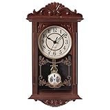 Clockswise Quickway Imports Orologio da parete a pendolo in plastica effetto legno, stile vintage, per soggiorno, cucina o sala da pranzo, colore: marrone