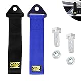 2 Pezzi Cinghia Traino Auto, Cinghia di Traino Tuning, Gancio Traino in Tessuto Trailer Corda, per Fune Traino Racing Universale, il Trasporto di 2 Tonnellate di Peso (Blu&Nero)