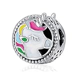 Charm a forma di unicorno, in argento Sterling 925, con animale Bithday, per braccialetti Pandora (A)