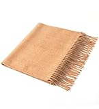 Villand Sciarpa in Cashmere Puro al 100% con Bordi Frangiati, Ampio Scialle in Cashmere Ultra Morbido per Donne e Uomini (Cammello)