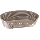 Ferplast Cuccia per Cani Cuccia per Cani extra large 100% plastica riciclata Lettino per Cani lavabile traspirante e antiscivolo Siesta Deluxe, 111 x 80,5 x 33,5 cm., Tortora