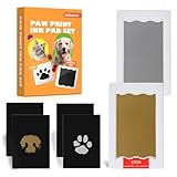 Nabance 2pcs Kit Impronta Cane Per Cani In Oro e Argento, Include 4 Fogli Di Carta da Stampa Nera Sicuro e Non Tossico Impronta Zampa Cane Regali Per Gli Amanti Degli Animali