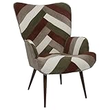 HOME DECO FACTORY, HD0549, Poltrona da Soggiorno Patchwork dal Design colorato e Moderno, Seduta ergonomica, Ideale per Soggiorno o Ufficio, Dimensioni 69x101x76 cm, Beige, Grigio, Rosso, Verde